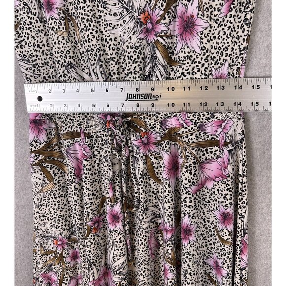 WHBM Maxi Dress Women's M Multicolor Leopard Floral Sleeveless Tie Waist Stretch - Picture 5 of 8